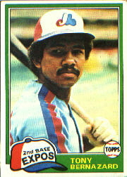 1981 Topps Baseball Cards      413     Tony Bernazard